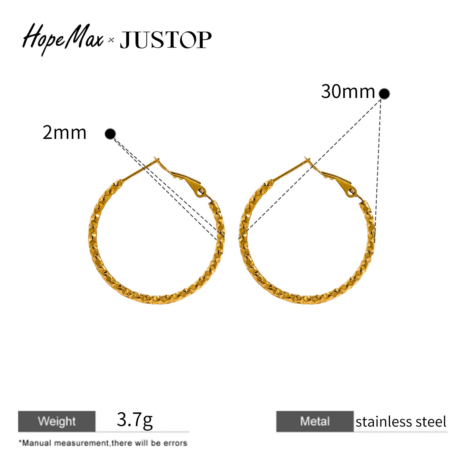 JUSTOP O-Ring Spiral Hoop Earrings - Detail Angle