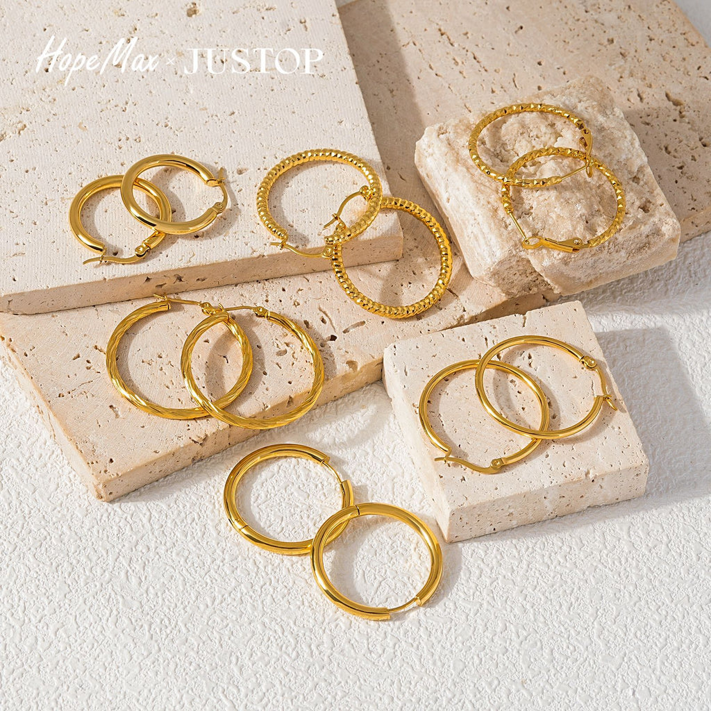 JUSTOP O-Ring Spiral Hoop Earrings - Editorial Lifestyle