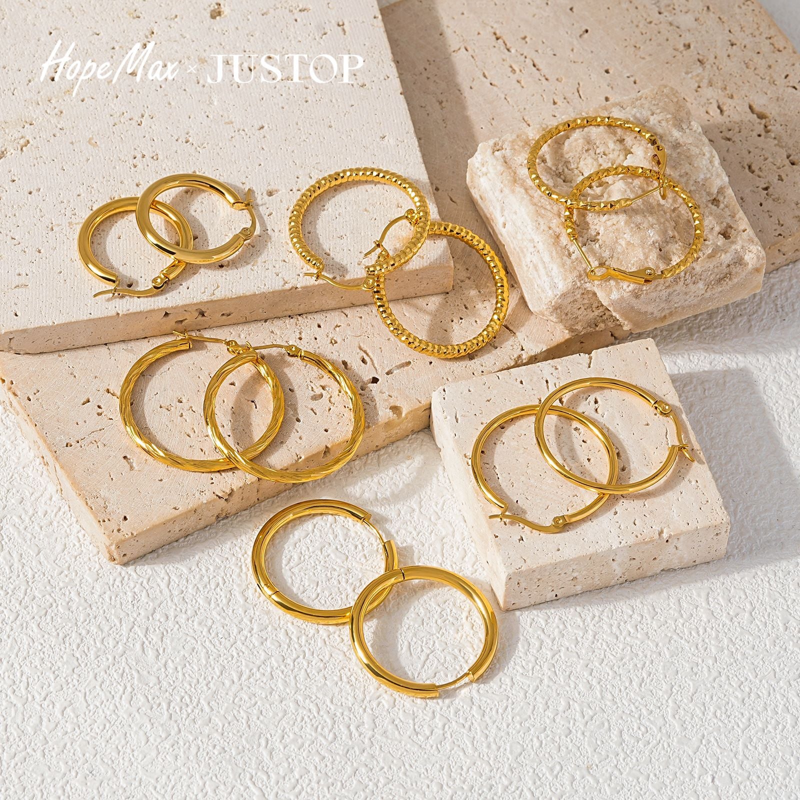 JUSTOP O-Ring Spiral Hoop Earrings - Editorial Lifestyle
