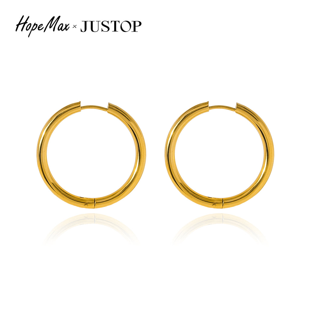 JUSTOP O-Ring Spiral Hoop Earrings - Front View