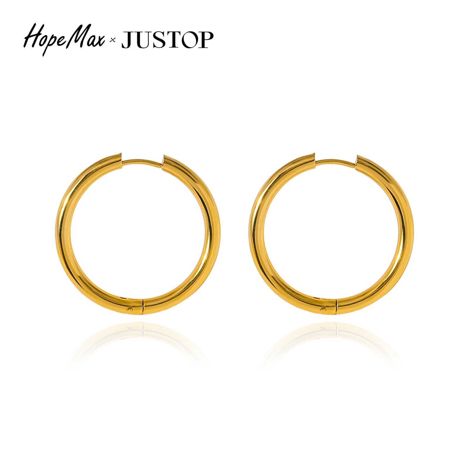 JUSTOP O-Ring Spiral Hoop Earrings - Front View