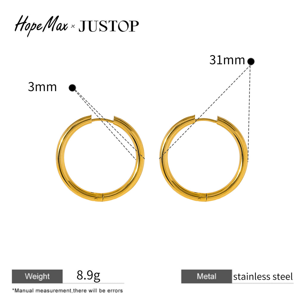 JUSTOP O-Ring Spiral Hoop Earrings - Size Reference