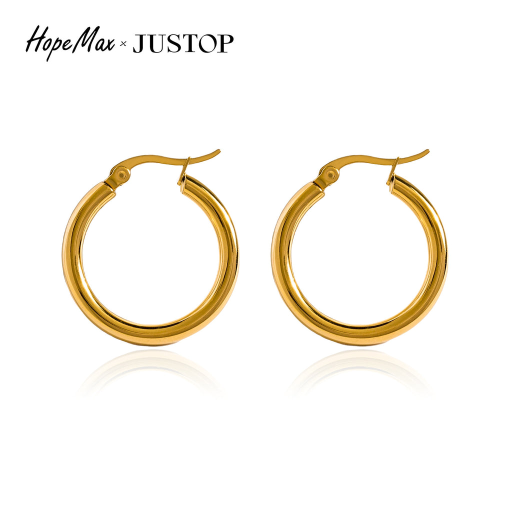 JUSTOP O-Ring Spiral Hoop Earrings - Premium Detail