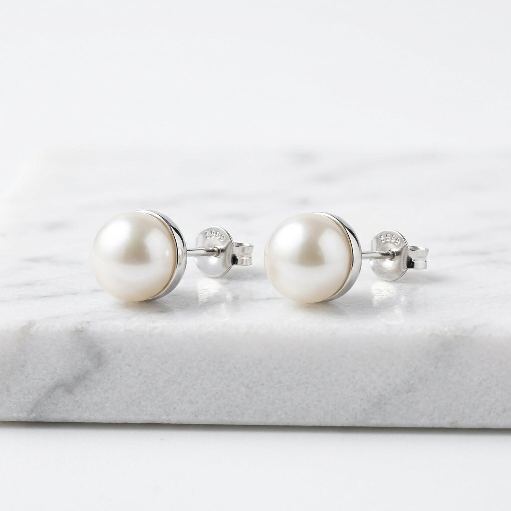 WCJ WCJ S999 Sterling Silver Round Pearl Ear - Lifestyle Shot