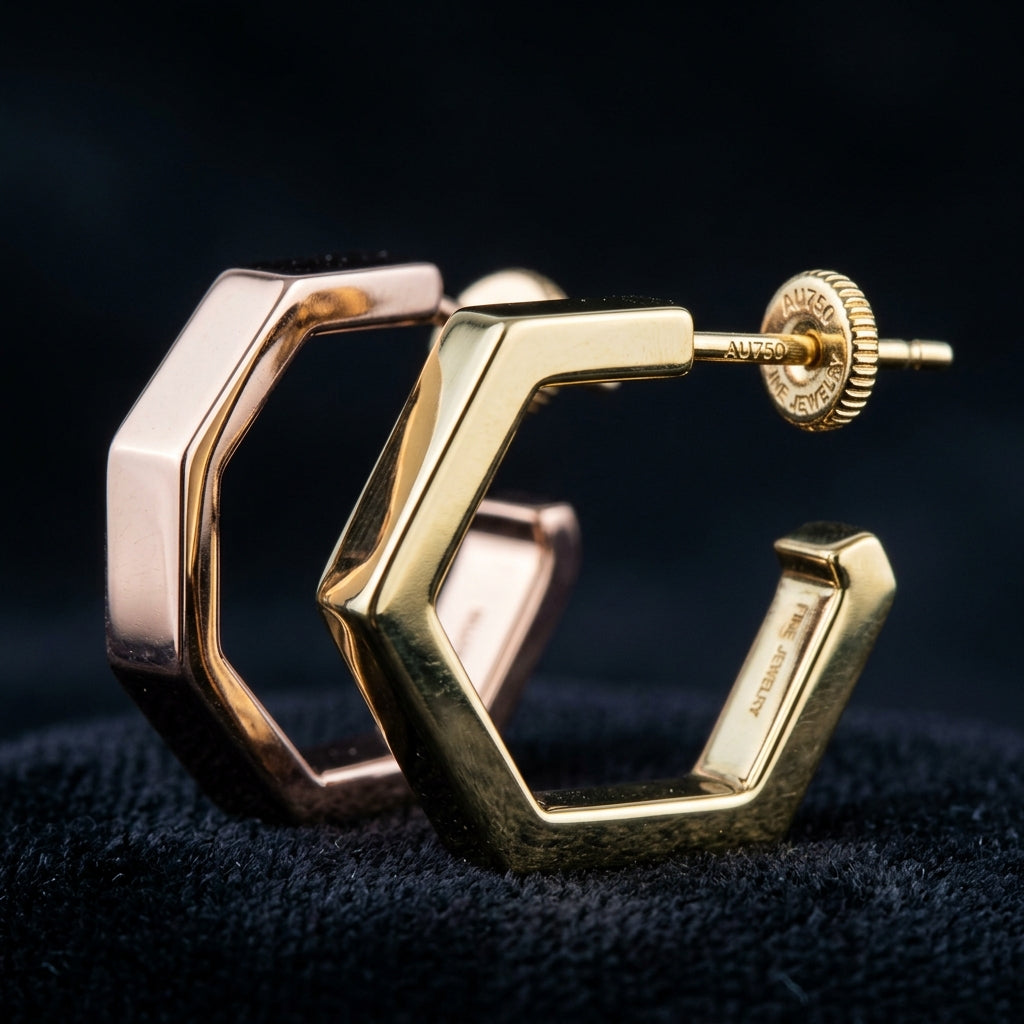 WCJ WCJ Geometric Metal Hoop Earrings Set - Macro Detail