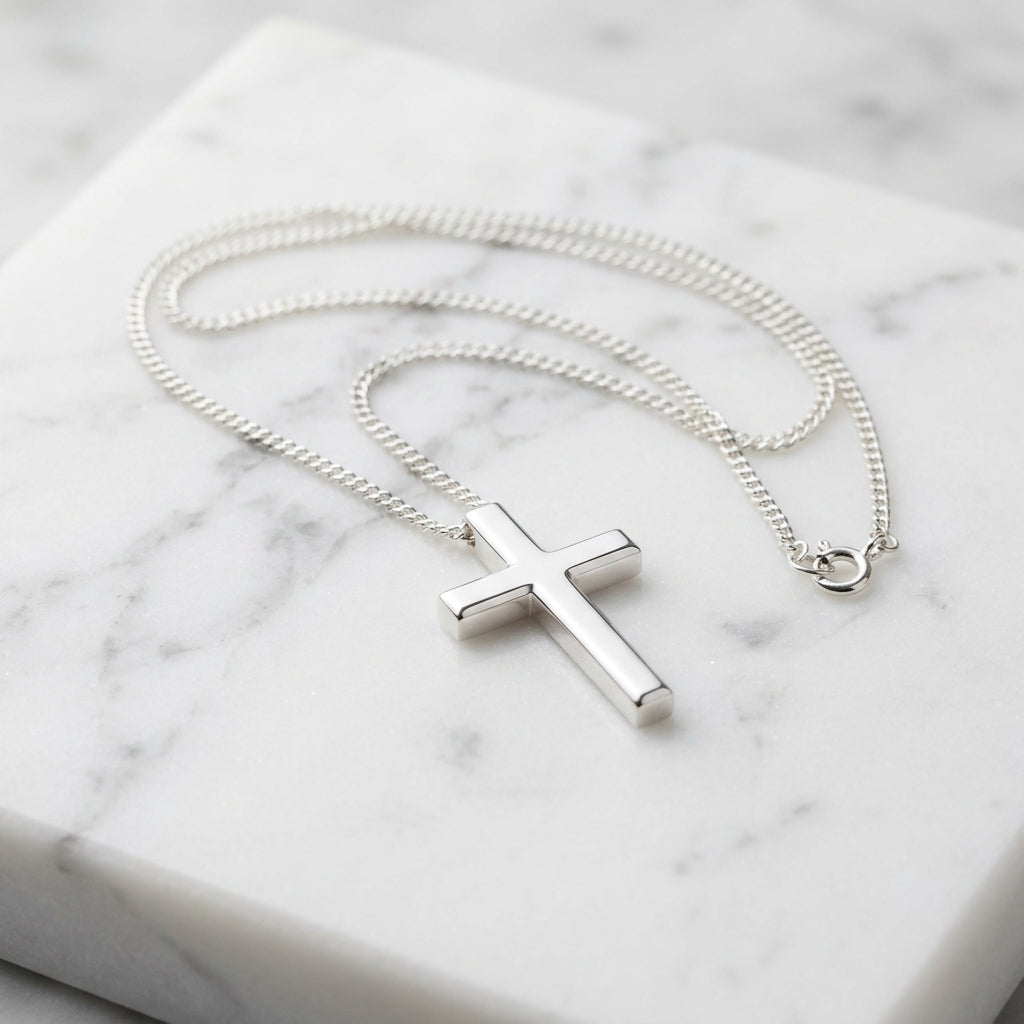 WCJ Starry Night Italian Shimmer Chain Necklace on white marble table