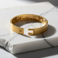WCJ 18K Gold Plated Stainless Steel Dainty Water Wave Link Bracelet