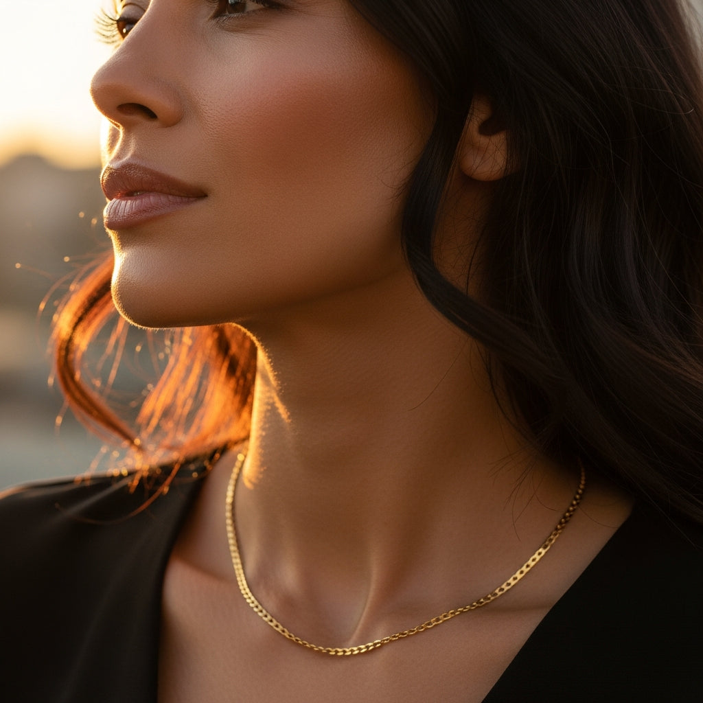 WCJ 18K Gold Plated Stainless Steel Adjustable Box Chain Layering Necklace