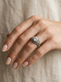 Vintage Silver Filigree CZ Ring - Editorial Model